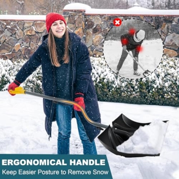 YEITSNOW Heavy Duty 17-Inch Snow Shovel for Easy Clearing