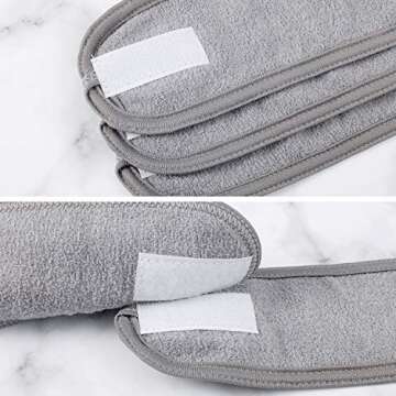Whaline Spa Facial Headband Head Wrap Terry Cloth Headband 4 Counts Stretch Towel for Bath, Makeup and Sport (Gray)
