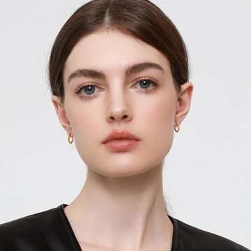 Gacimy Small Gold Hoop Earrings for Women, 14K Gold Plated Hoops with 925 Sterling Silver Post, Yell...