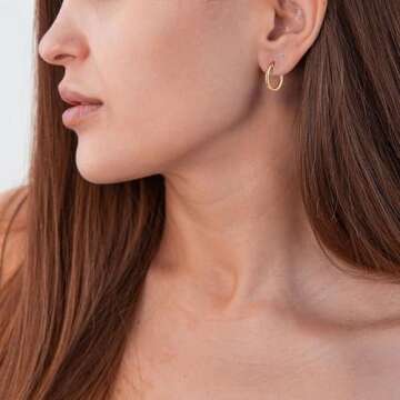 Gacimy Small Gold Hoop Earrings for Women, 14K Gold Plated Hoops with 925 Sterling Silver Post, Yellow Color 20mm Medium Earrings for Women