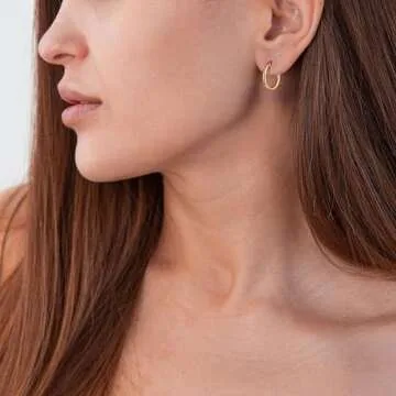 Gacimy Small Gold Hoop Earrings for Women, 14K Gold Plated Hoops with 925 Sterling Silver Post, Yellow Color 20mm Medium Earrings for Women