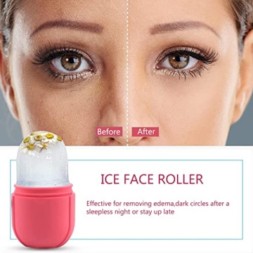Ice Roller for Face and Eye, Ice Face Roller,Facial Beauty Ice Roller Skin Care Tools, Ice Facial Cube, Gua Sha Face Massage, Silicone Ice Mold for Face Beauty (Pink)