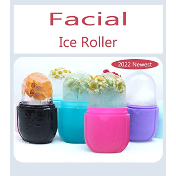 Ice Roller for Face and Eye, Ice Face Roller,Facial Beauty Ice Roller Skin Care Tools, Ice Facial Cube, Gua Sha Face Massage, Silicone Ice Mold for Face Beauty (Pink)