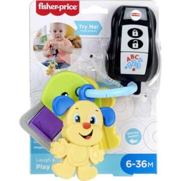 Fisher-Price Baby & Toddler Toy Laugh & Learn Play & Go Keys with Lights & Music for Pretend Play Infants Ages 6+ Months​