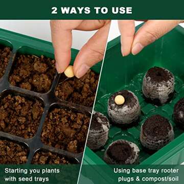 JERIA 20 Packs 240 Cells Seed Starter Tray Seed Starter Kit with Humidity Adjustable Dome,Plant Germination Trays and Plant Starter Kit for Seeds Growing Starting (Green and Black)