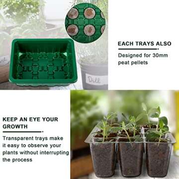 JERIA 20 Packs 240 Cells Seed Starter Tray Seed Starter Kit with Humidity Adjustable Dome,Plant Germination Trays and Plant Starter Kit for Seeds Growing Starting (Green and Black)