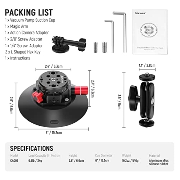 Essential NEEWER 6" Suction Cup Mount for Action Cameras