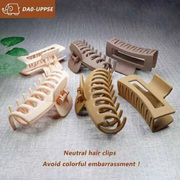 DAO-UPPSE 12 PCS Neutral Large Hair Clips for Women