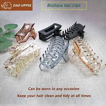 DAO-UPPSE 12 PCS Neutral Large Hair Clips for Women