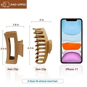 DAO-UPPSE 12 PCS Neutral Large Hair Clips for Women