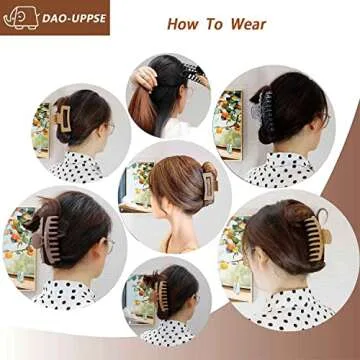 DAO-UPPSE 12 PCS Neutral Large Hair Clips for Women