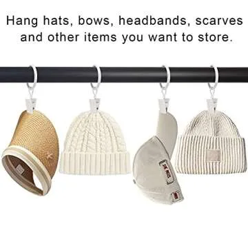 LLPJS 100 Pack Curtain Rings with Clips, Curtain Clip Rings Hooks, Bow Hanger Clips for Hanging Drapery Drapes Bows, Ring 1 inch Interior Diameter, Fits up to 5/8" Rod, White