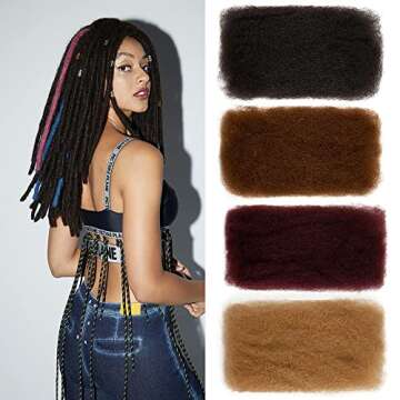 FASHION IDOL Afro Kinkys Bulk Human Hair for Dreadlock Extensions Loc Repair Braiding Twist Tight Af...