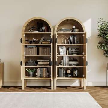 Stylish 71" Tall Arched Fluted Storage Cabinet