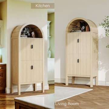 Stylish 71" Tall Arched Fluted Storage Cabinet