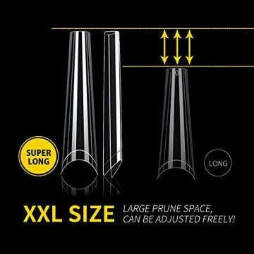 XXL Coffin Nail Tips No C Curve Flat Clear Half Cover Acrylic Nails for Nail Salon or DIY Nail Art