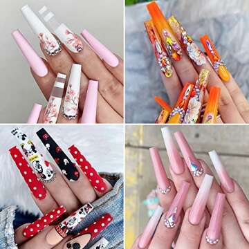 XXL Coffin Nail Tips No C Curve Flat Clear Half Cover Acrylic Nails for Nail Salon or DIY Nail Art