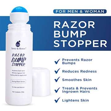 Razor Bump and Ingrown Hairs Serum - After Shave Solution Roll-On for Ingrown Hairs, Razor Burns and...