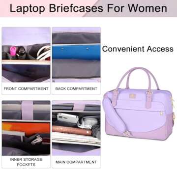 MATEIN Laptop Briefcase for Women, Fashion 15.6 inch Computer Sleeve Bag Case with Adjustable Shoulder Strap, Water Resistant Cute Purple Messenger Work Tote Bag Gifts for Women Nurse Teacher College
