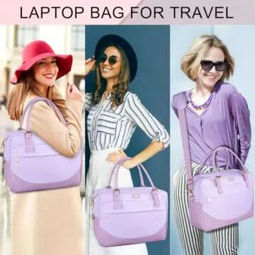 MATEIN Laptop Briefcase for Women, Fashion 15.6 inch Computer Sleeve Bag Case with Adjustable Shoulder Strap, Water Resistant Cute Purple Messenger Work Tote Bag Gifts for Women Nurse Teacher College