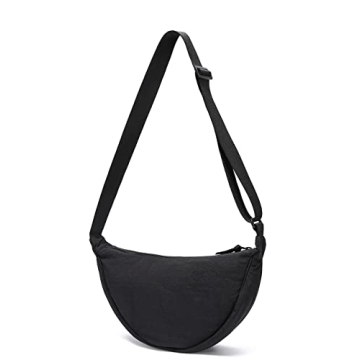 YIKOEE Crescent Bag for Women Men Small Sling Crossbody Bag with Half Moon Shape (Black)