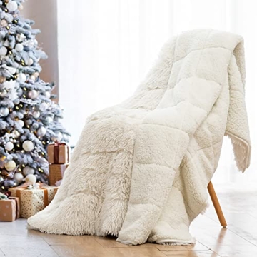 Wemore Shaggy Long Fur Faux Fur Weighted Blanket – Cozy Plush Sherpa for Adults