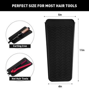 ZAXOP Resistant Silicone Mat Pouch for Flat Iron, Curling Iron,Hot Hair Tools (Black)