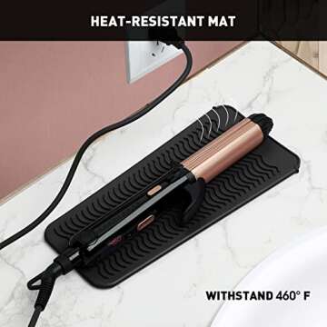 ZAXOP Resistant Silicone Mat Pouch for Flat Iron, Curling Iron,Hot Hair Tools (Black)