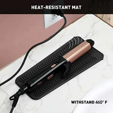 ZAXOP Resistant Silicone Mat Pouch for Flat Iron, Curling Iron,Hot Hair Tools (Black)