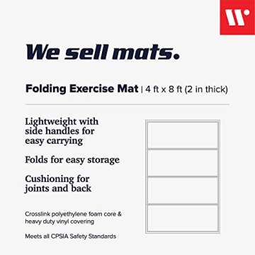 We Sell Mats - 4 ft x 8 ft x 2 in Premium Personal Fitness & Exercise Mat for Home Workout - Lightwe...
