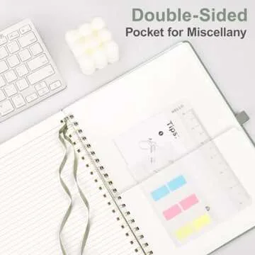 AHGXG Lined Spiral Notebook 8.5" x 11", A4 Large Notebooks for Women Men, Hardcover Leather Notebook College Ruled, 100 GSM Thick Paper, Notebooks for Work School Note Taking Writing, Sage Green