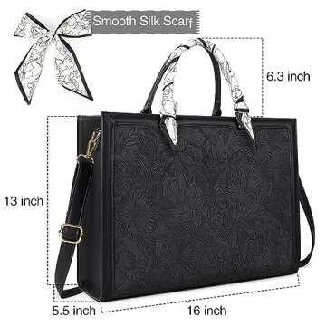 Laptop Bag for Women 15.6 Inch Leather Tote Bag Briefcase Waterproof Work Bag Business Office Bag Large Handbag Shoulder Bag