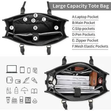 Laptop Bag for Women 15.6 Inch Leather Tote Bag Briefcase Waterproof Work Bag Business Office Bag Large Handbag Shoulder Bag