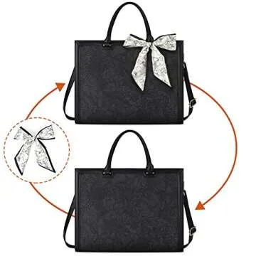 Laptop Bag for Women 15.6 Inch Leather Tote Bag Briefcase Waterproof Work Bag Business Office Bag Large Handbag Shoulder Bag