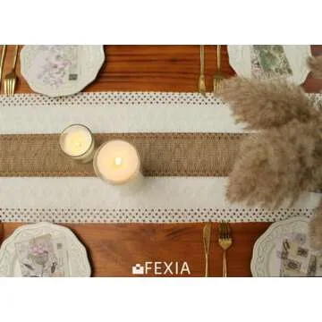 FEXIA Boho Table Runner 108 Inches Long for Christmas Home Decor Farmhouse Table Runner Cream & Brown Rustic Macrame Table Runner for Bohemian Dining Bedroom Decor Bridal Shower (12x108 Inches)