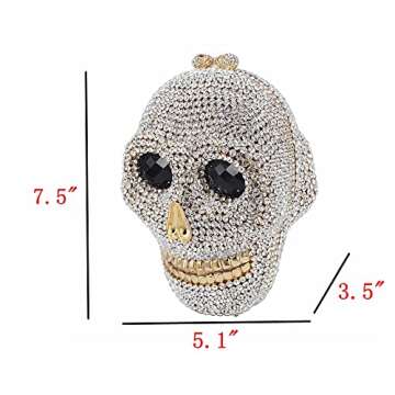 DJBM Halloween 3D Skull Clutch Purse Evening Bag Rhinestone Bag Crystal Metal Clutch for Women Eveni...