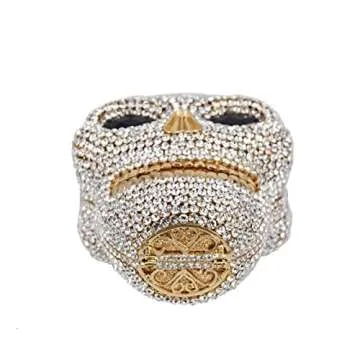 DJBM Halloween 3D Skull Clutch Purse Evening Bag Rhinestone Bag Crystal Metal Clutch for Women Evening Cocktail Party, Black