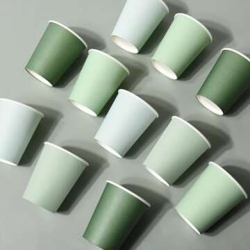AimFun 100 Sage Green Disposable 9oz Paper Cups