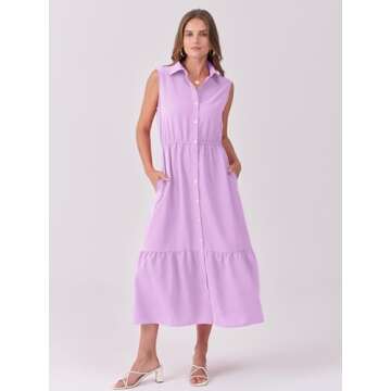 ANRABESS Summer Shirt Dress with Pockets for Women