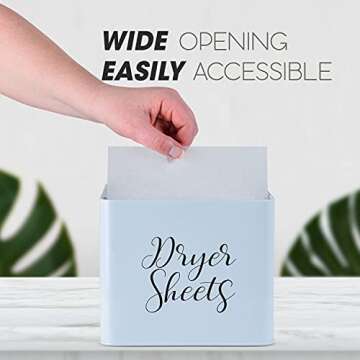 Boathouse Design Rustic Farmhouse Dryer Sheet Holder for Laundry Room Decor – Decorations & Organization – Laundry Dispenser – Cute Home Laundry Room Décor – Metal Dryer Sheet Bin - White