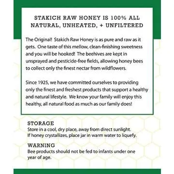 Stakich Raw Honey - Pure, Unprocessed, Unheated, Kosher - 5 Pound (80 Ounce)