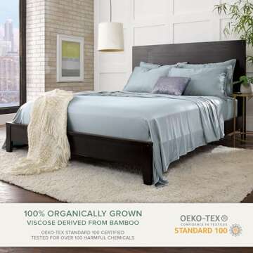 Queen Sheets by Pure Bamboo, Genuine 100% Organic Viscose Derived from Bamboo Bed Sheet Set, Luxurio...