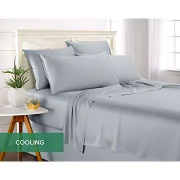 Queen Sheets by Pure Bamboo, Genuine 100% Organic Viscose Derived from Bamboo Bed Sheet Set, Luxuriously Soft & Cooling, Double Stitching, Lifetime Quality Promise (Queen, Sterling Blue)