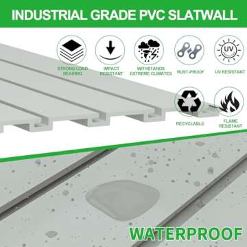 RELIANCER PVC Slat Wall Panels,4ft by 2ft (8 sqft) Garage Wall Organizer Storage System,Interlocking Slatwall Paneling Sheets,Workshop Slatwall Shelves Tools Organization,Wall Mounted Storage Rack