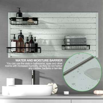 RELIANCER PVC Slat Wall Panels,4ft by 2ft (8 sqft) Garage Wall Organizer Storage System,Interlocking Slatwall Paneling Sheets,Workshop Slatwall Shelves Tools Organization,Wall Mounted Storage Rack