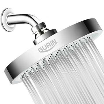 GURIN Shower Head High Pressure Rain, Luxury Bathroom Showerhead with Chrome Plated Finish, Adjustab...
