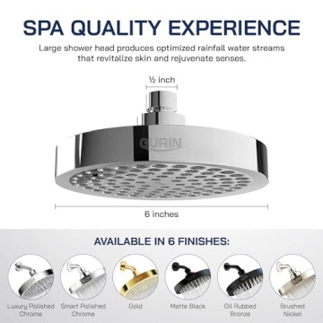 GURIN High Pressure Rain Shower Head for Luxurious Showers