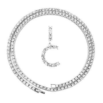 HH BLING EMPIRE Gold Silver Diamond Initial Necklaces for Women, Iced Out Initial Letter Pendants wi...