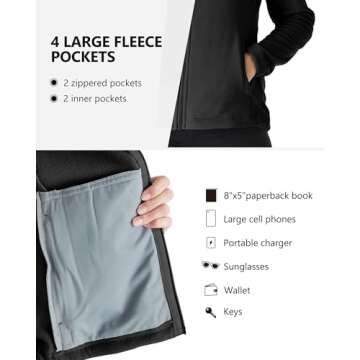 Outdoor Ventures Women's Lightweight Warm Zip Up Long-Sleeve Soft Polar Fleece Jacket for Fall Winter