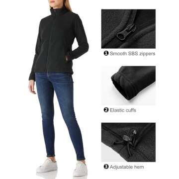 Outdoor Ventures Women's Lightweight Warm Zip Up Long-Sleeve Soft Polar Fleece Jacket for Fall Winter